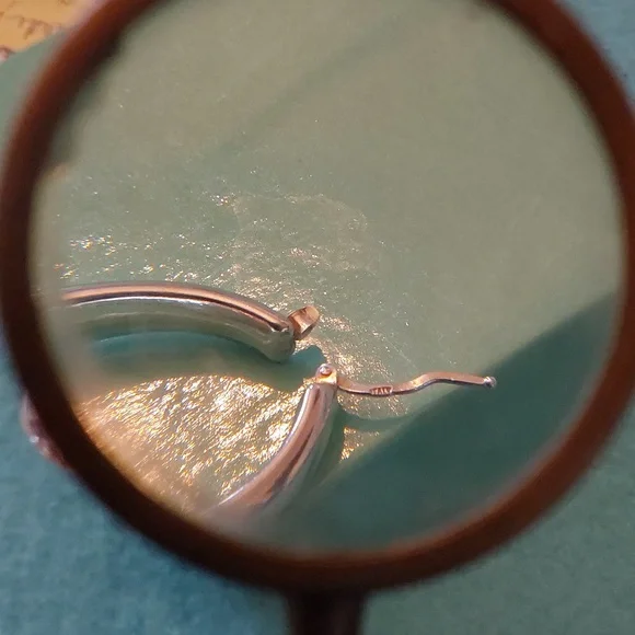 Italian Sterling Silver Oval Hoop Earrings - Picture 5 of 6